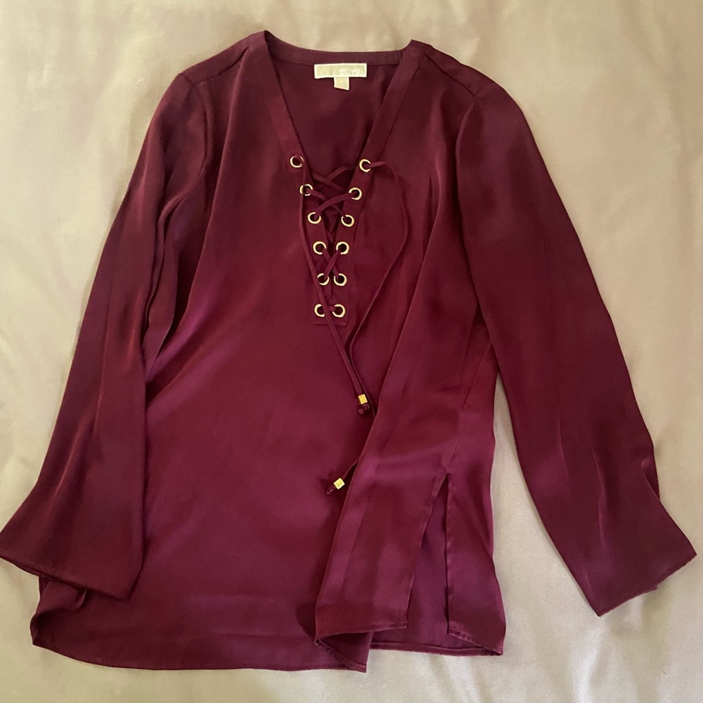 MICHAEL KORS SILKY LONG SLEEVE BLOUSE
